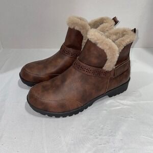 JBU Jambu Finland Brown Faux Fur Lined Ankle Boots Womens‎ 7.5 M B2FND34